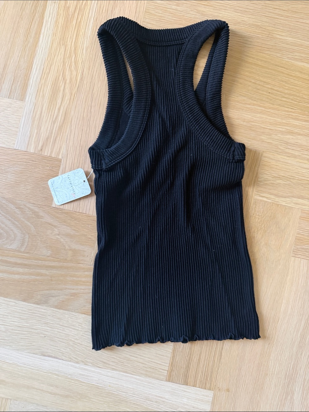Slim Ribbed Racerback Tank Top - Black - Picture 3 of 3